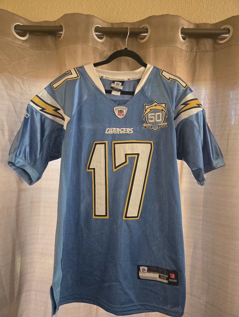 50th Anniversary NFL Reebox Jersey San Diego Chargers 17 RIVERS Size 48